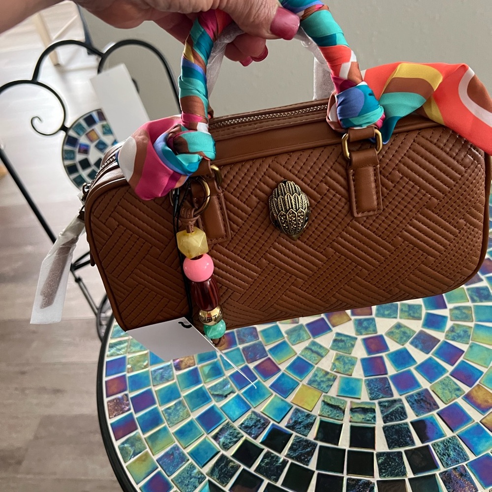 Kurt Geiger Brown Crossbody Bag with Colorful Scarf - Picture 7 of 7